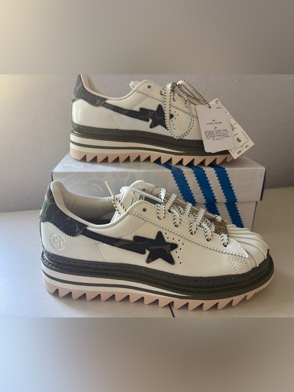 NIB Adidas Clot x Bape by Edison Chen White Shell-Toe Sneaker Limited Edition!
